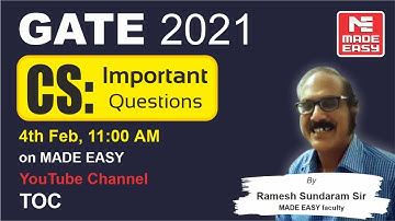 Important Questions | GATE 2021 | CS | TOC | By Ramesh Sundaram Sir MADE EASY faculty