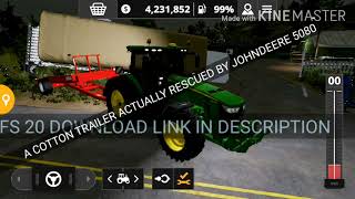 fs 20 cotton trailer rescued by John Deere 5080 screenshot 1