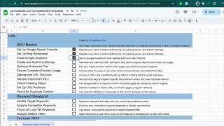 Free Comprehensive SEO Checklist Template Excel