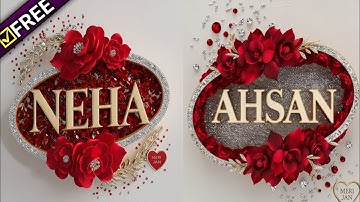 How To Make 3D Name Art Dp In Oval Shaped Silver filled Gold Letters Artificial Flowers | ideogram✨🥳