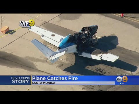 Fire Department Investigating After Small Plane Catches Fire At Santa Monica Airport