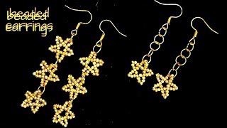 beading tutorials-how to make  STAR earrings. beaded earrings