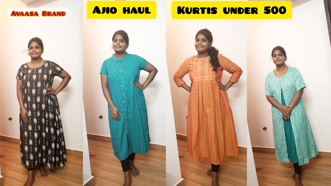 Ajio office wear Kurtis|| Ajio kurtas/ Kurti haul under 500 ||  siyahi/avaasa Kurtis/ A line anarkali - YouTube