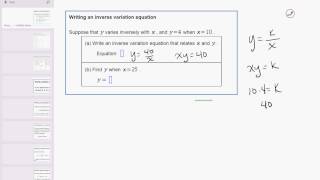 19 04 Writing an inverse variation equation