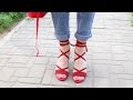 Шьём Босоножки из красного велюра / Red suede Sandals making