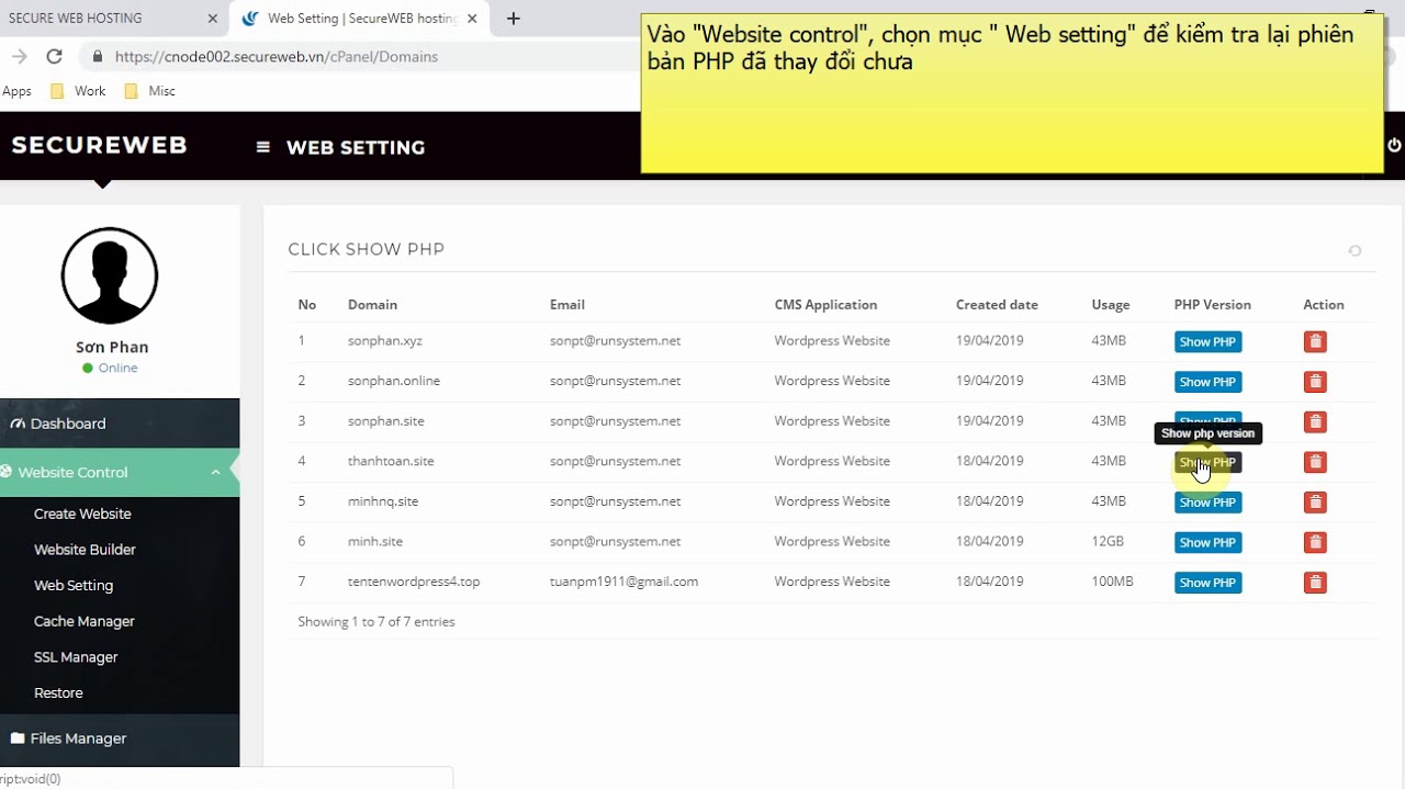 Hướng dẫn thay đổi phiên bản PHP qua PHP Setting - YouTube
