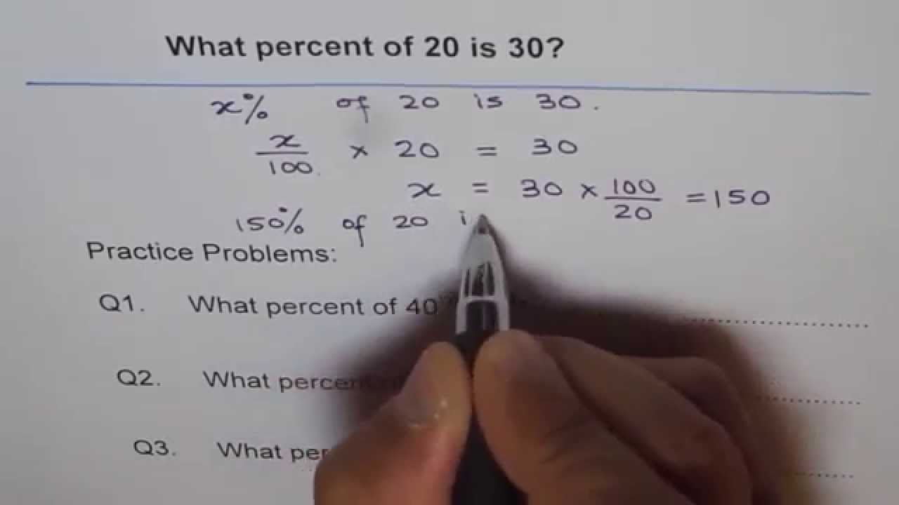 What Percent of 20 is 30 - YouTube