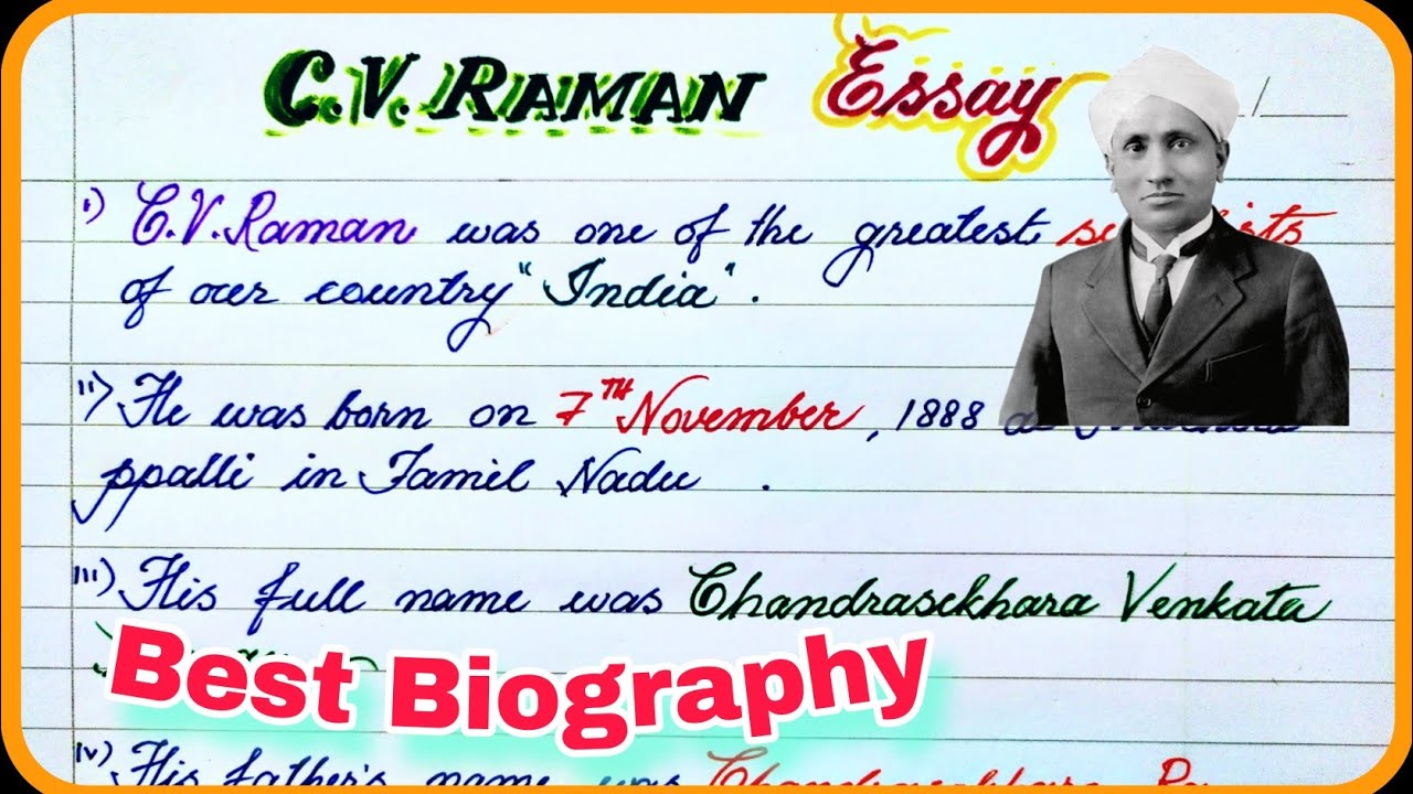 10 lines essay on CV Raman | CV Raman essay in english | short note on ...