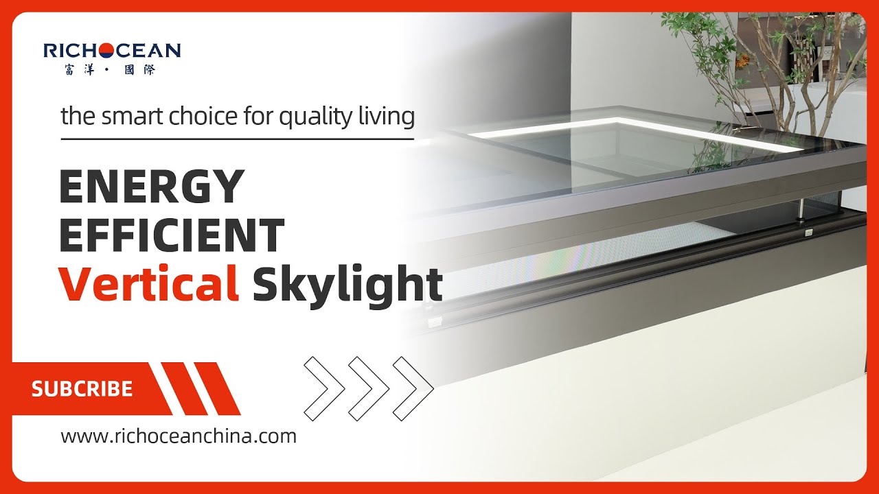 Minimalist Rectangular Aluminum Laminated Glass Vertical Sliding Lift Automatic Skylight