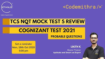 TCS NQT 2021 (New Pattern) | MasterClass 18 | Mock Test 5 Review | CTS Test 2021 Probable Questions