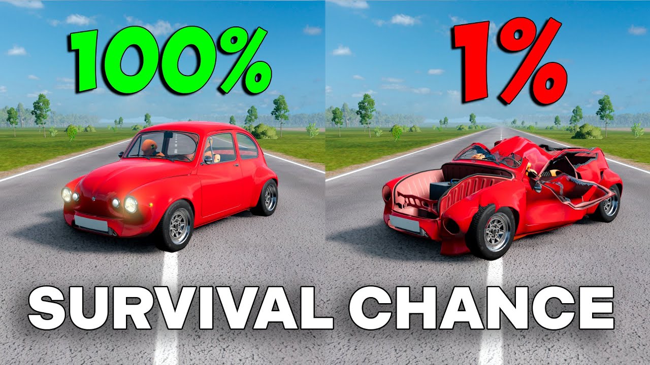Realistic Extreme Survival Chance Crashes (With Speedometer) | BeamNG.drive #14