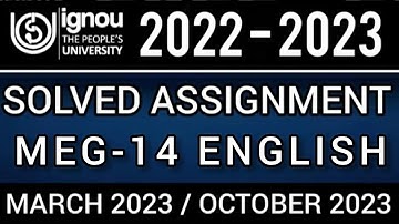 MEG-14 SOLVED ASSIGNMENT 2022-23 IN ENGLISH I MEG-14 SOLVED ASSIGNMENT 2023 IN ENGLISH | MEG-14