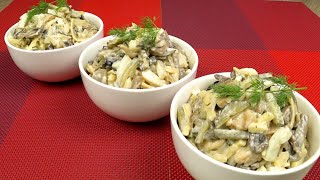 Салат с курицей, грибами и сыром. Вкусный и сытный | Salad with chicken, mushrooms and cheese