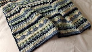 How to crochet a pretty mixed stripe blanket / afghan / throw tutorial