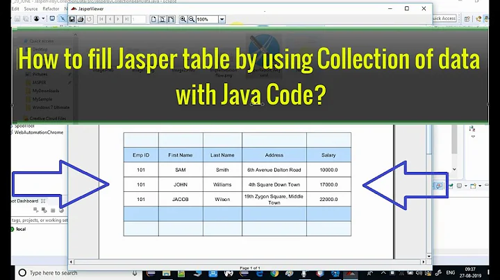 How to fill Jasper Table using Collection of data using Java?