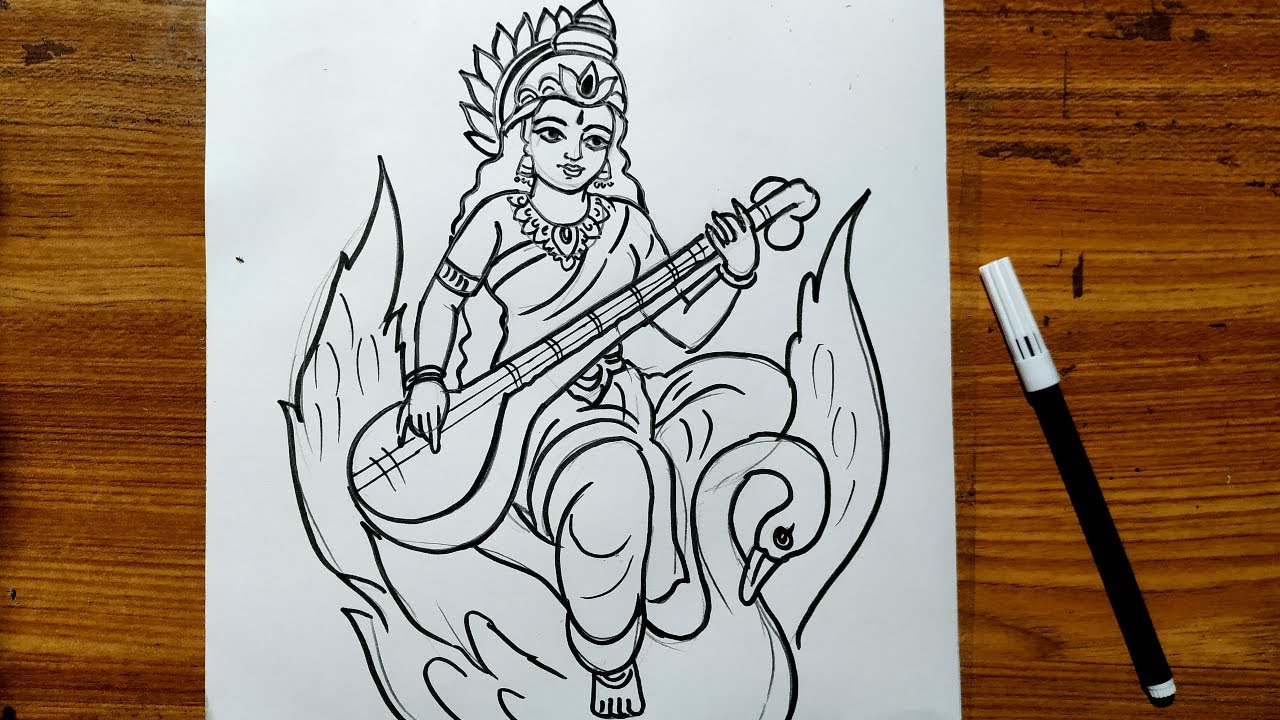 Saraswati Drawing - Drawing Skill