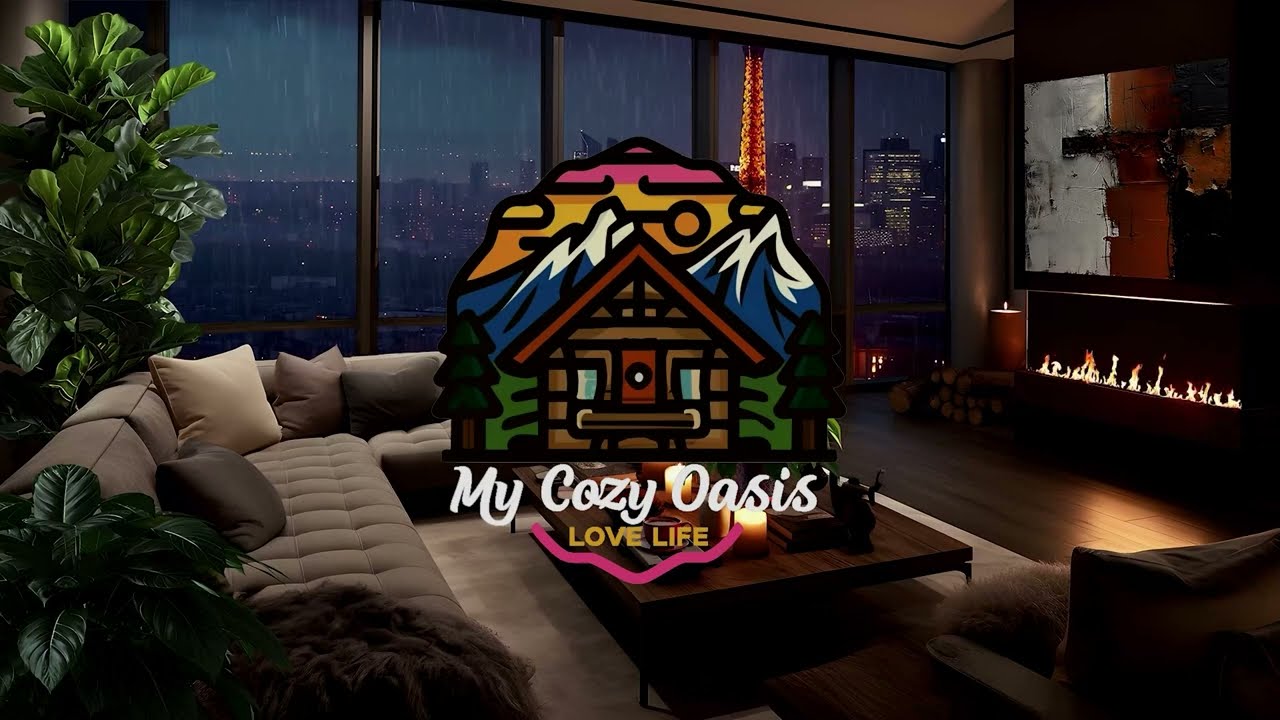 Luxury Cozy High-rise Oasis | Heavy rain, soft jazz, & fireplace. Perfect for relaxation❤️