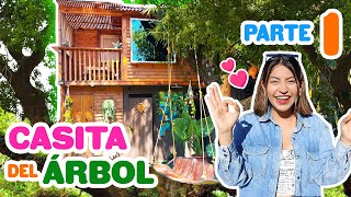 ¡VIVIENDO 24 HORAS en CASITA DEL ÁRBOL REAL!  ☀ Dos Pisos y Techo Mágico| RENTANDO CASITAS