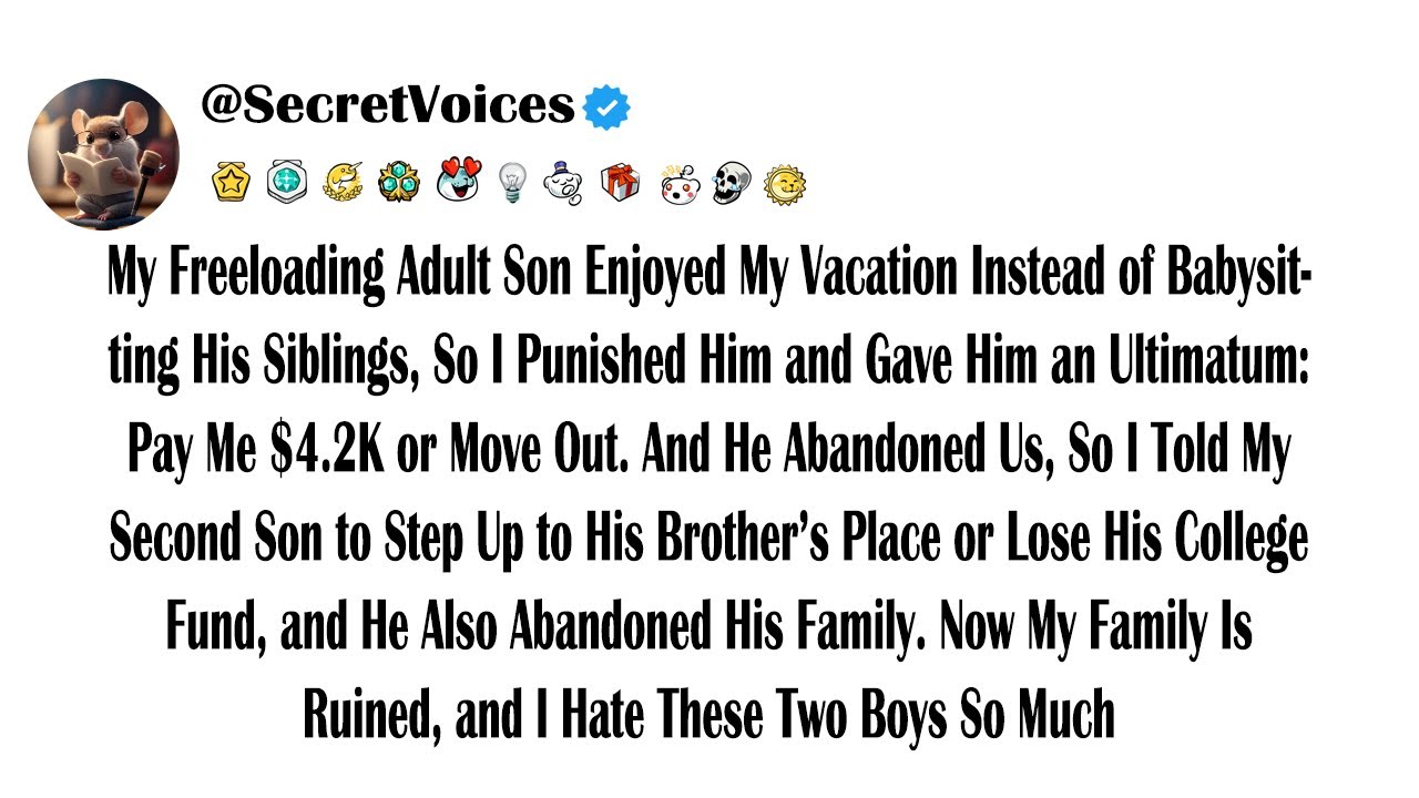 My Freeloading Adult Son Enjoyed My Vacation Instead of Babysitting His Siblings, So I Punished H...
