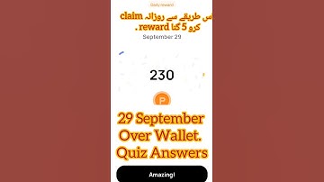 29 September Over Wallet Quiz Answer Today |over wallet today quiz | Friday over wallet quiz answer