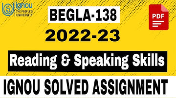 BEGLA 138 solved Assignment 2022-23 - BEGLA 138 ignou  solved assignment PDF 2022-23 - IGNOU