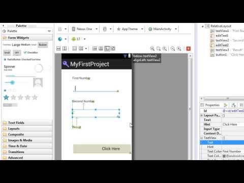Android Tutorial -7  Using Drag and Drop to create view elements in XML