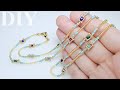 【DIY】How to make Beaded long chain Necklace*Beads work*tutorial*ビーズのロングネックレスの作り方*マスクチェーン串珠链条项链制作教程