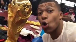 Kyllian Mbappe And Team Mates Celebrating World Cup Win..