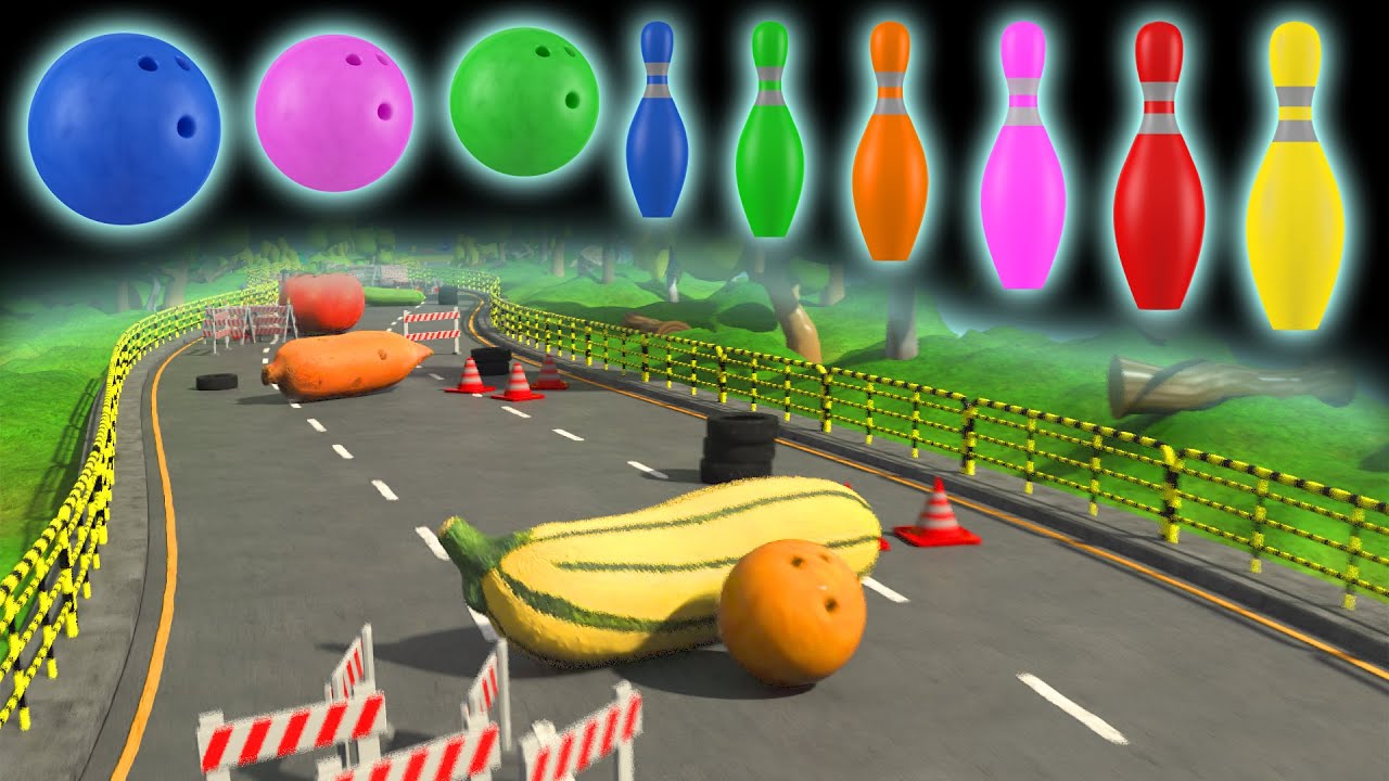 🥕🎳 C is for Carrot Kinetic Sand Vegetables Numbers Colors Smash Adventure with Bowling Ball in Space