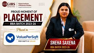Sneha Saxena Placed at ValuePersqft | GIBS Business School | Best BBA MBA PGDM college in Bangalore