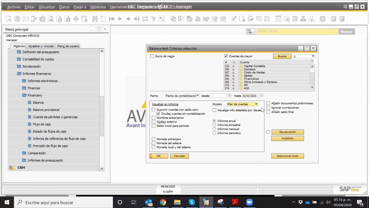 Principales informes financieros en SAP Business One