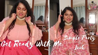 Anniversary Look : Get Ready With Me , Floral Saree, Rose Gold Simple Makeup & Pearl Jewellery screenshot 1