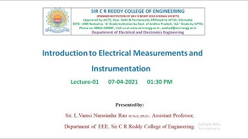 Introduction to Electrical Measurements and Instrumentation II Lecture 1