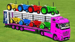 TRANSPORTING ZETOR &amp; PORSCHE MINI TRACTORS WITH MERCEDES TRUCK - Farming Simulator 22