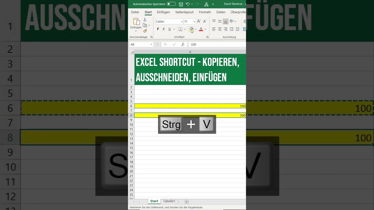 Excel Shortcuts 0010 Kopieren, ausschneiden und wieder einfügen Shorts YouTube