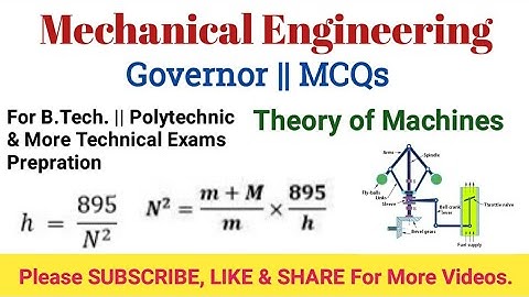 MCQs || Governor || Theory of Machines || Mechanical Engineering || Height of Watt & Porter Governor