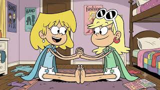 Lori and Leni in diapers and capes.