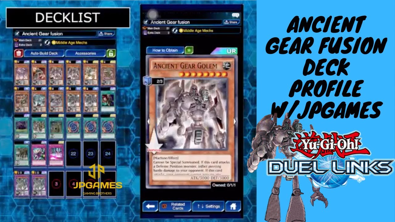 ANCIENT GEAR FUSION YUGIOH! F2P ANCIENT GEAR DUEL LINKS DECK PROFILE W