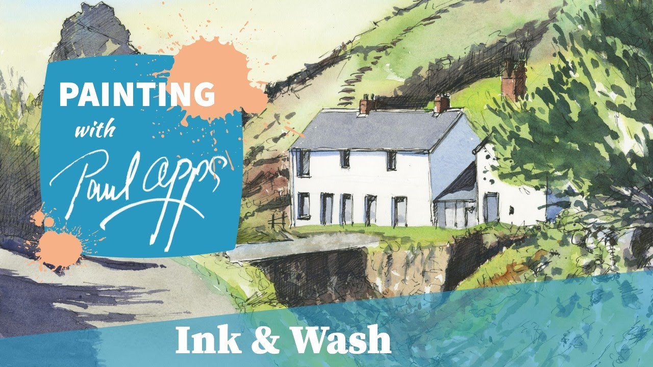 How to Paint an Ink and Wash Watercolour - The Abandoned Cottages in ...
