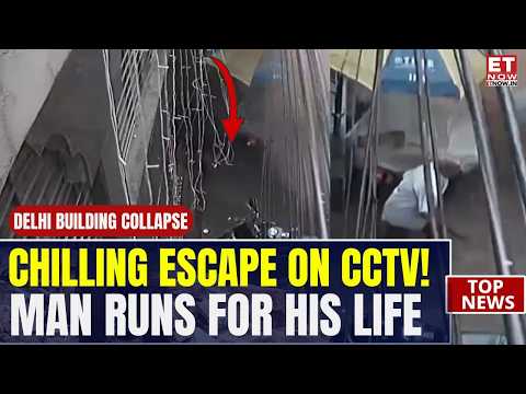 On Cam: Man's Terrifying Escape As Delhi PG Building Collapses in Seconds | Satya Niketan Horror