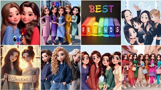 😍👌 30  new friends cartoon dp 2024 | sisters dp for whatsapp | 4 best friends dp | friends group dp