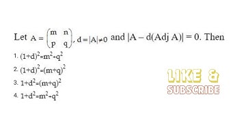JEE Main 2023 30 Jan Shift 1  Chapter ---- Matrices and Determinants