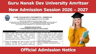 Guru Nanak Dev University Amritsar Admission 2026 Notice | Course | Registration | Last Date