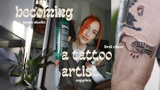 Turning Mum's Living Room into Tattoo Studio 💥 first client & more | Becoming a Tattoo Artist Ep.02