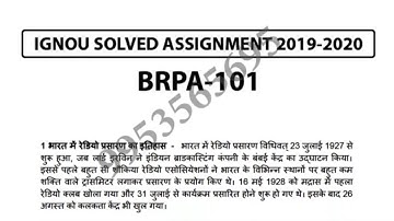BRPA-101 Solved Assignment 2019-20