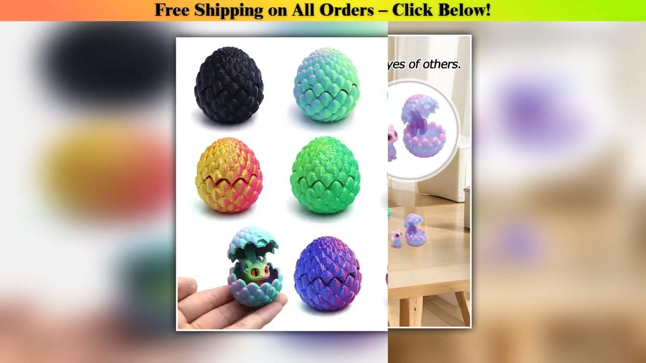 3D Printed Dragon Egg Set Colorful Children's Toy Ornaments Decompression Model Home Decoration