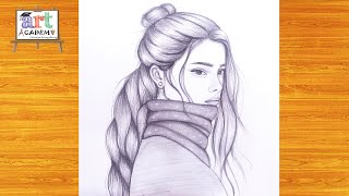 رسم بنات كيوت | تعليم رسم بنت كيوت مع قصه شعر سهل بالرصاص خطوه بخطوه للمبتدئين بطريقة سهلة | رسم سهل