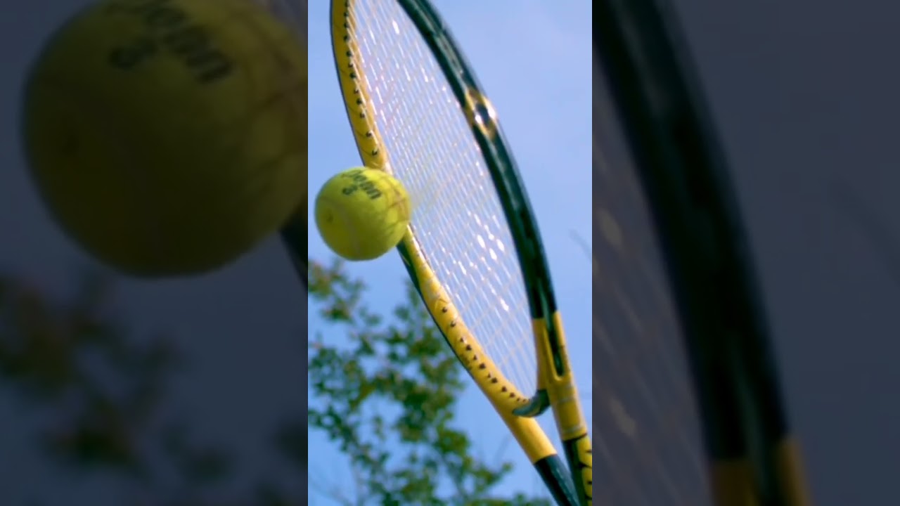 Tennis racket vs ball in slow motion 