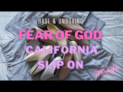 Fear of God California Slip Ons Full On Feet Review - Unboxing all colors PLUS sizing & 🔥 Outfits.