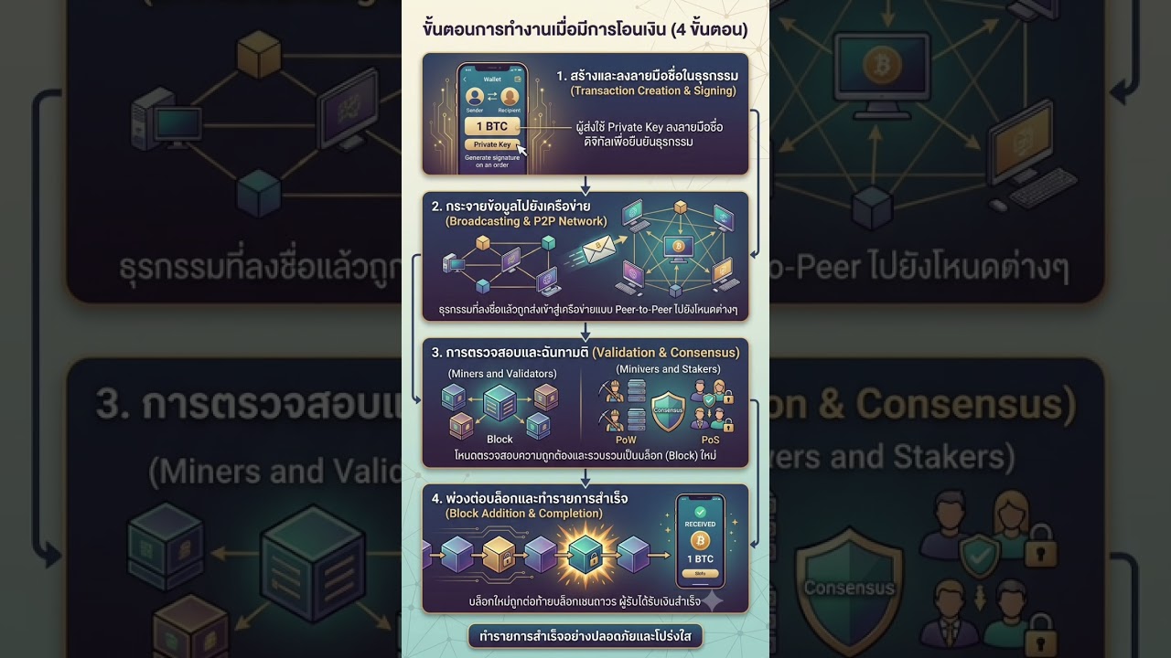4 ขั้นตอนการโอนเงินบน Blockchain #Blockchain #Shorts